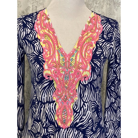 Lilly Pulitzer Blue and Pink Long Sleeve Dress - Picture 7 of 11